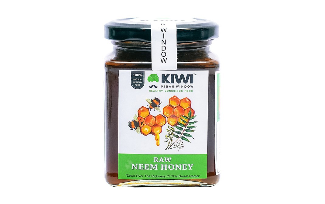 Kiwi Kisan Window Raw Neem Honey    Glass Jar  350 grams